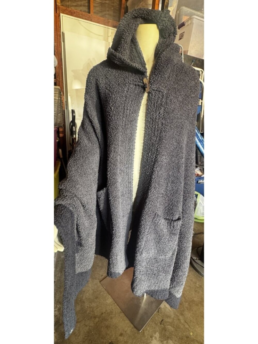 Barefoot Dreams CozyChic Blanket Wrap Open Hooded Poncho Pockets Cape